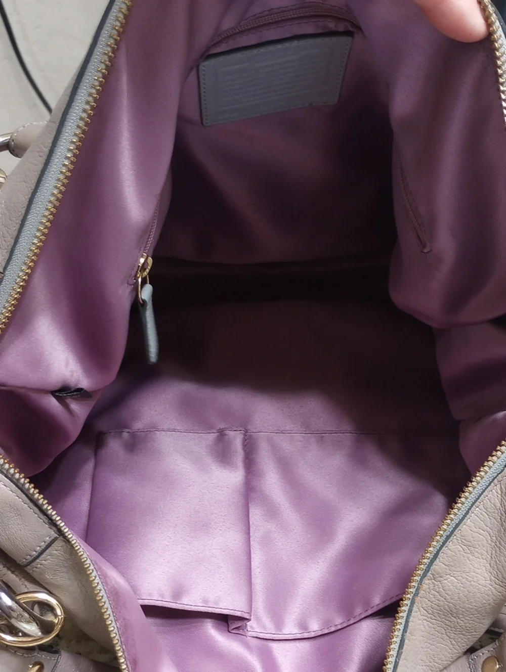 Coach Taupe Leather Hobo Bag with Gold Hardware